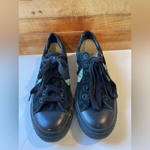 RARE Black Sued Argyle Converse Chuck Taylor All Star Low Unisex Adult Sz 5/7